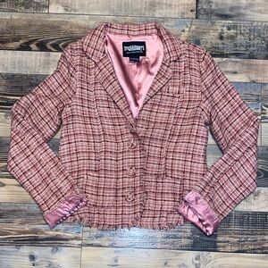 Vintage Steve & Barry's tweed Women's Pink Plaid Blazer